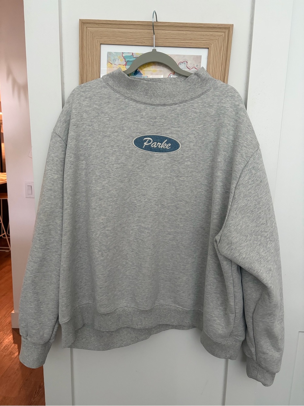 Parke Grey Denim Emblem Mockneck